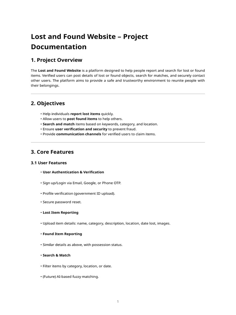 Lost and Found Item Recovery Platform | PDF | Password | Computing