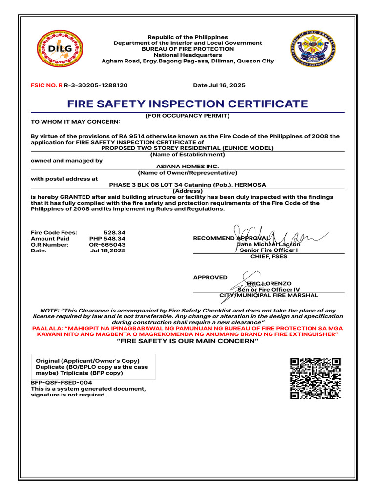Fsic Asn p3 BLK 8 Lot 34 | PDF | Fire Safety | Safety