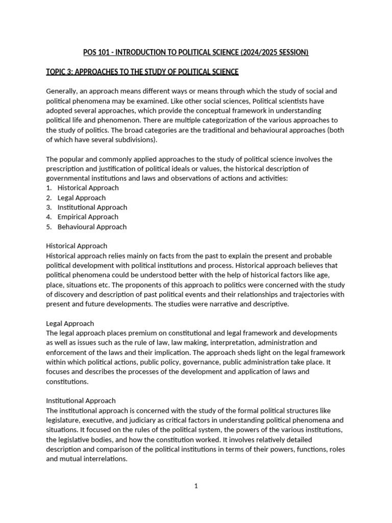 Approaches to Political Science Study | PDF | Science | Empirical Evidence