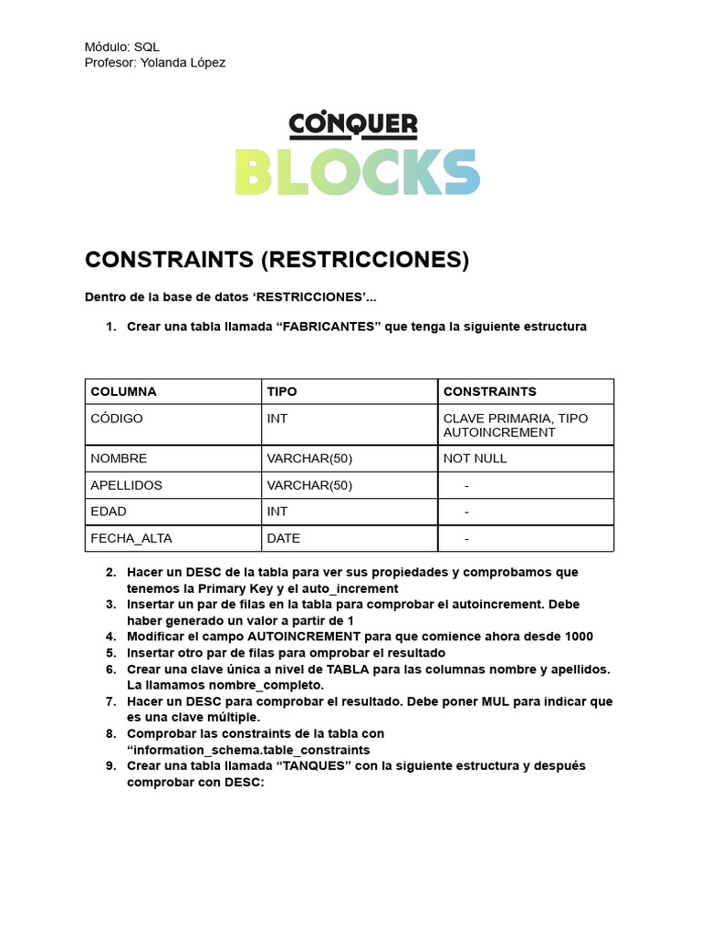 Restricciones en Bases de Datos SQL | PDF | Diseño de software | SQL