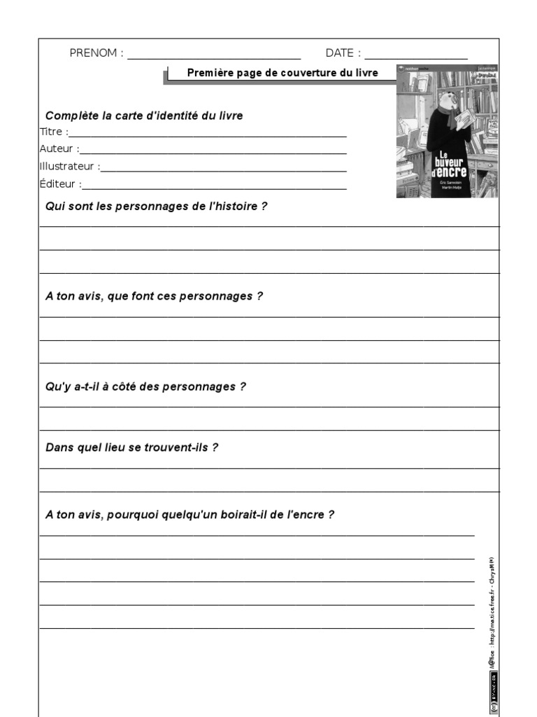 Le Buveur D Encre Questionnaire Litterature Le Buveur D Encre Questions Cm2 | PDF | Vampires | Loisirs