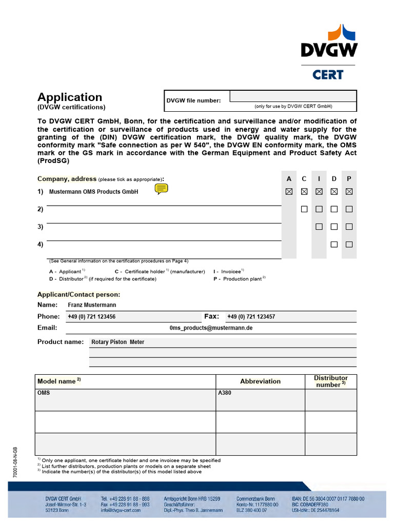 Example DVGW Cert OMS en | PDF | Certification | Patent