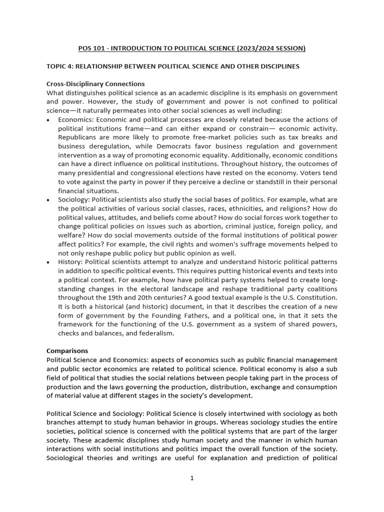 Political Science and Its Interdisciplinary Links | PDF | Political ...
