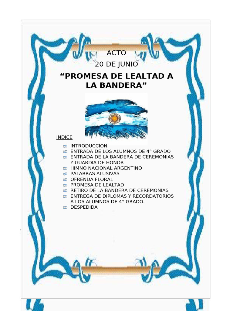 Promesa de Lealtad a la Bandera Argentina | PDF