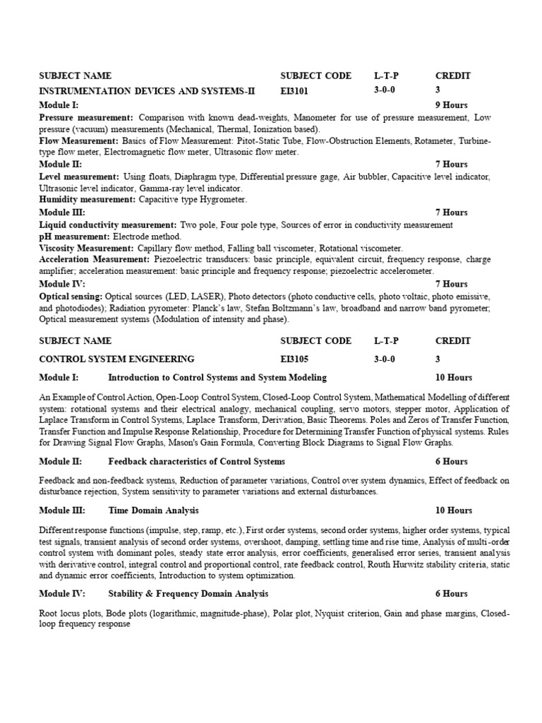 EIE - 5th Syllabus of E&ie Outr College Ghatikia | PDF | Cmos | Flow ...