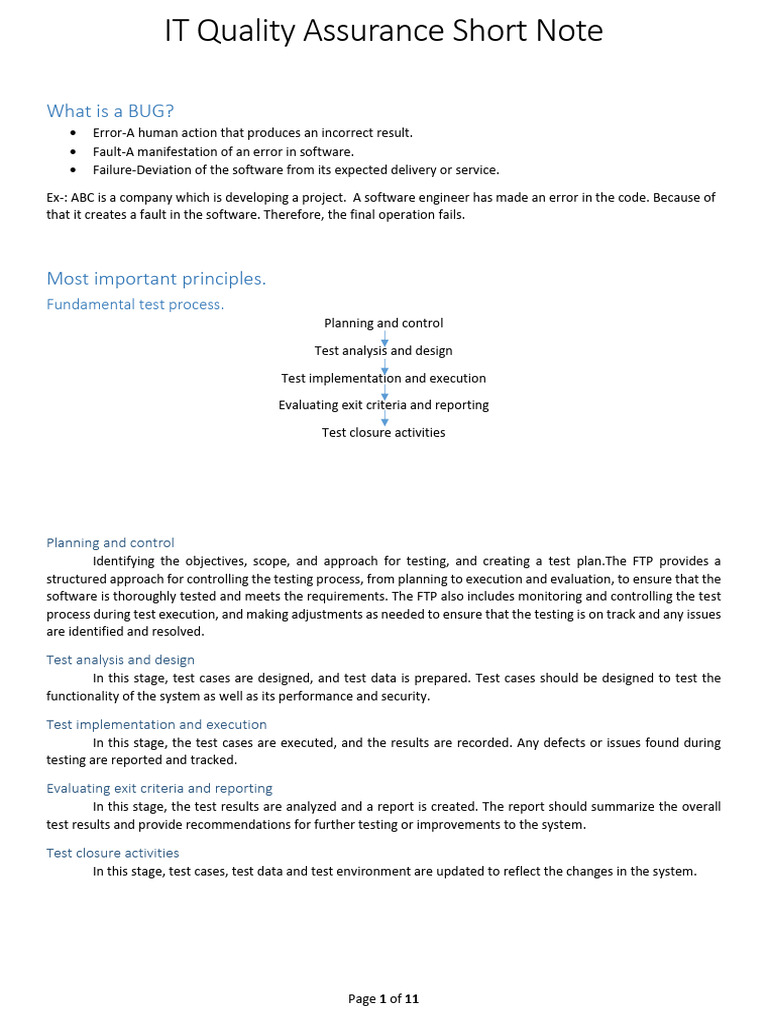 IT Quality Assurance Overview and Testing Methods | PDF | Software ...