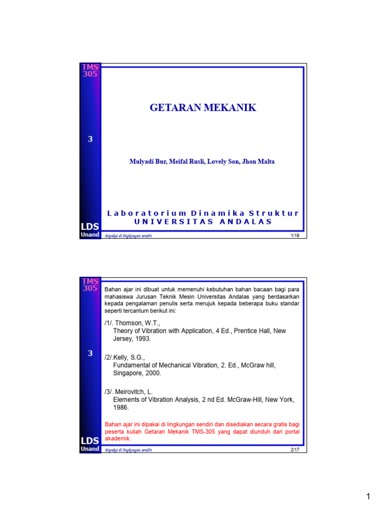 305-03 Getaran Bebas Dengan Redaman (Compatibility Mode) | PDF