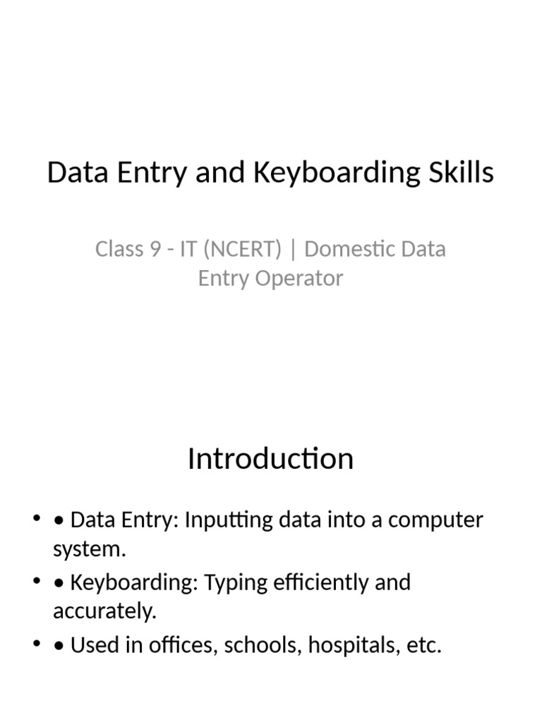 Class 9 Data Entry & Keyboarding Skills | PDF