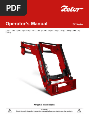 Zetor Loader ZX Operators Manual GB | PDF | Tractor | Loader