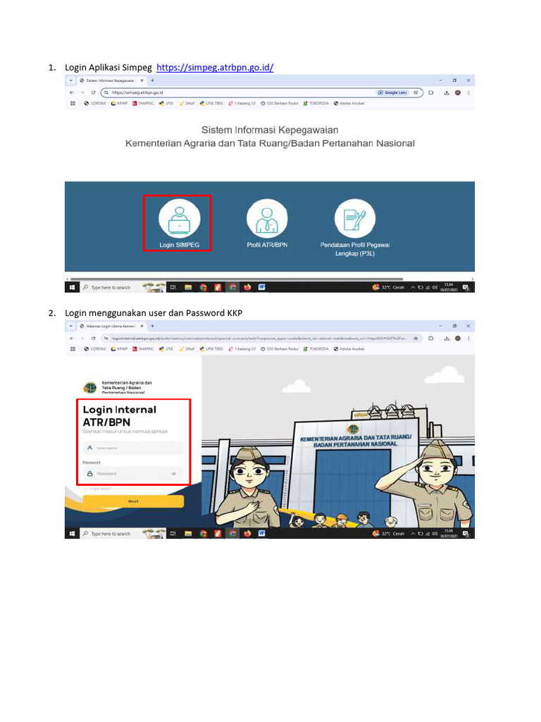 Panduan Login Simpeg ATRBPN | PDF