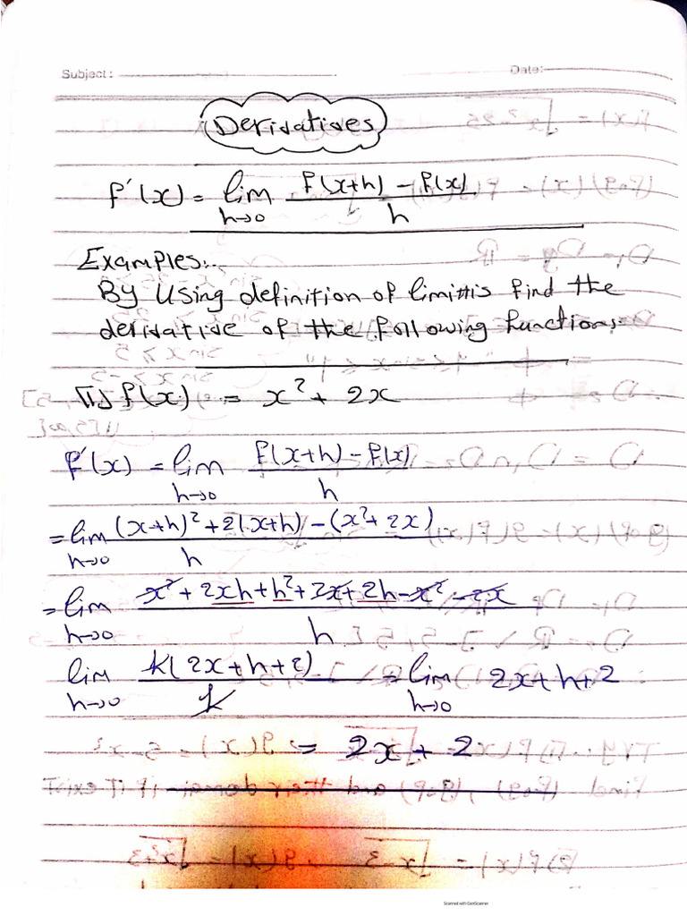 Derivative By Definition Using Limits Pdf