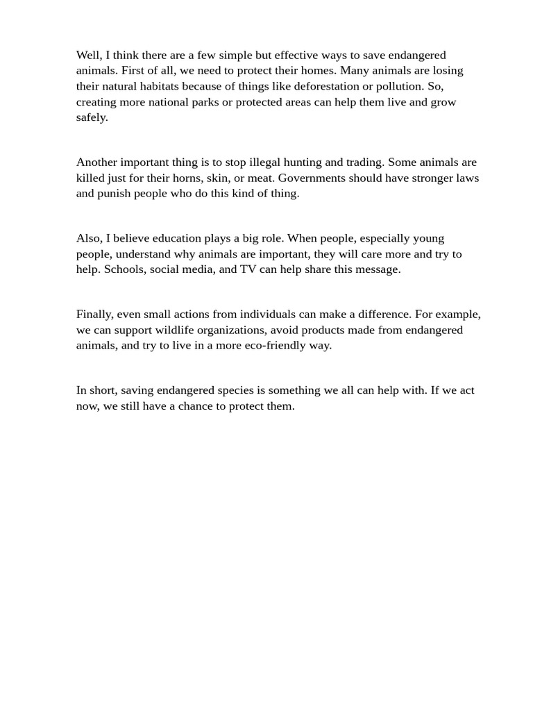 Effective Ways to Save Endangered Animals | PDF