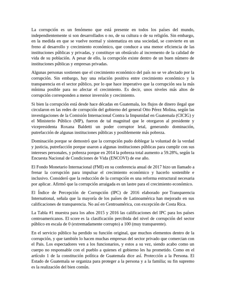 Corrupción y su impacto en Guatemala | PDF | Corrupción política ...