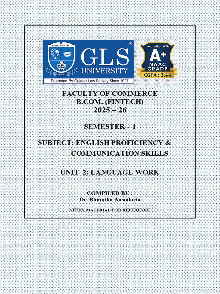 2025 SEM 1 FINTECH UNIT 2 Eng. Profi. & Commu. Skills | PDF | Verb ...