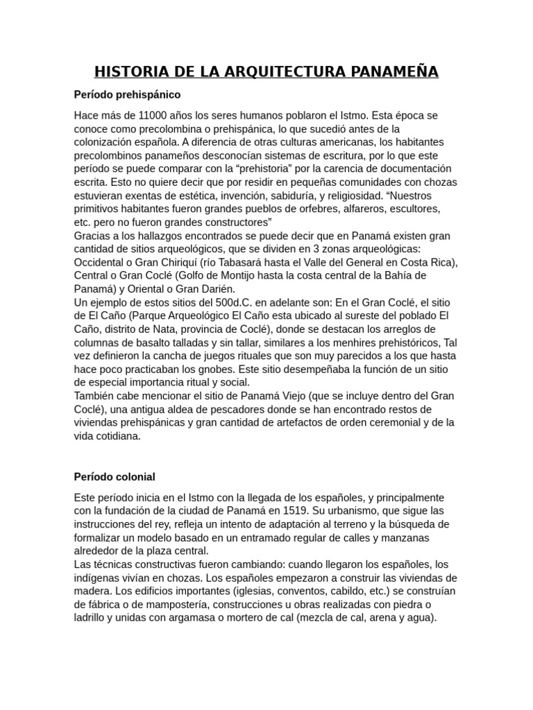 Historia de la Arquitectura Panameña | PDF | Panamá