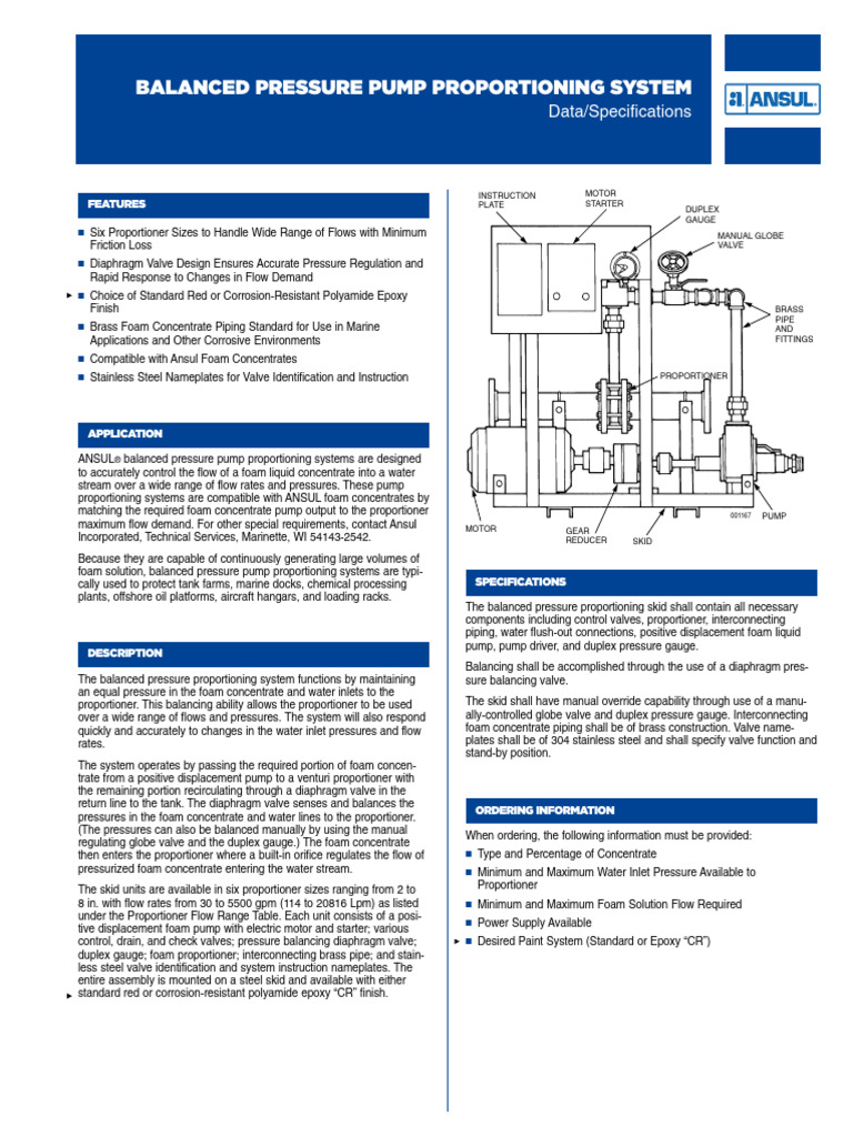 Balanced Pressure Foam Proportioning Systems | PDF | Valve | Pump
