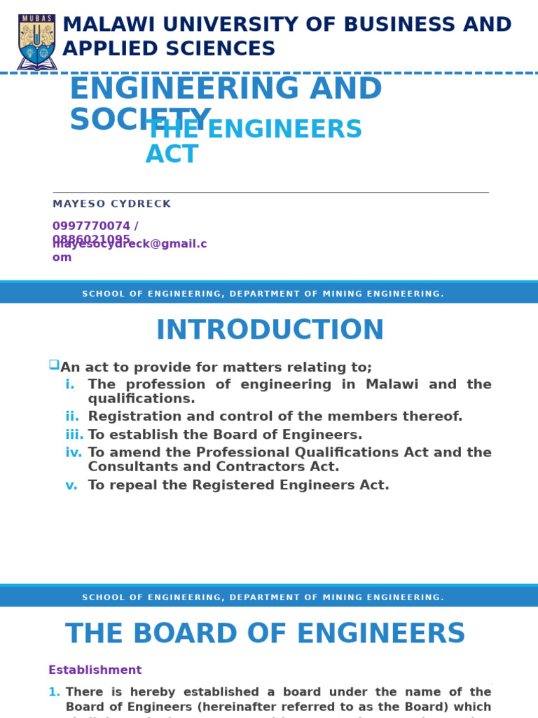 Engineers Act Overview in Malawi | PDF | Pension | Justice