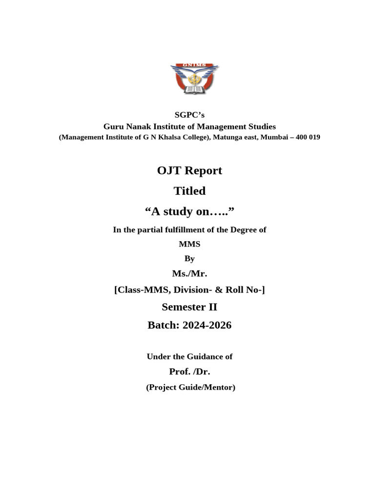OJT Project Format Initial Pages MMS-rev 1-2 | PDF | Employee Retention ...