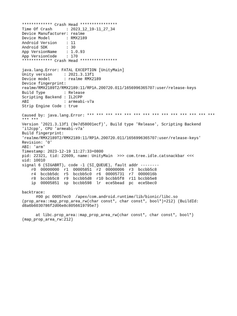 RMX2189 Crash Report Analysis | PDF