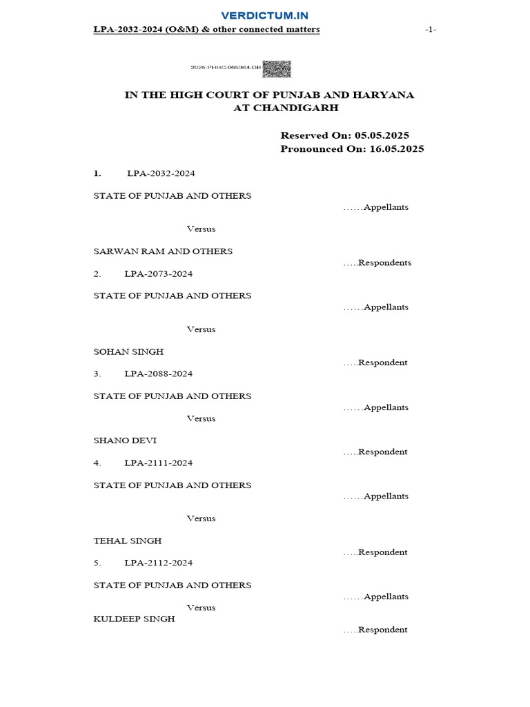 Punjab High Court LPA Cases 2024 | PDF | Judgment (Law) | Appeal