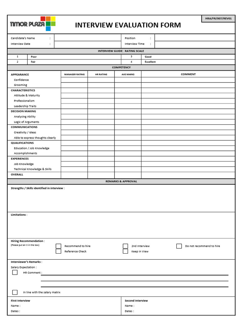 DDC - Interview Evaluation Form | PDF