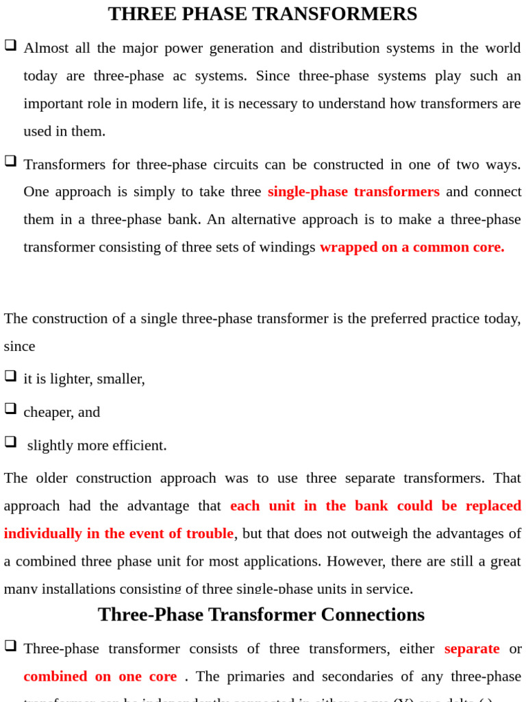 Three-Phase Transformer Overview | PDF | Transformer | Electromagnetism