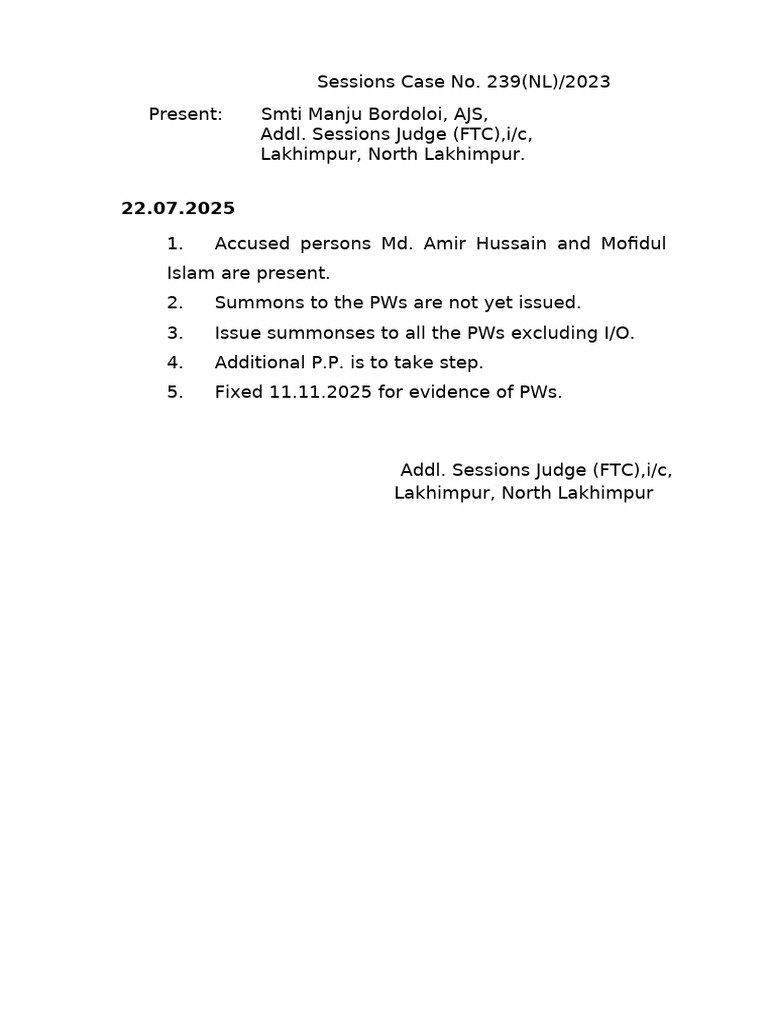 Sessions Case No. 239 (NL) 2023 | PDF