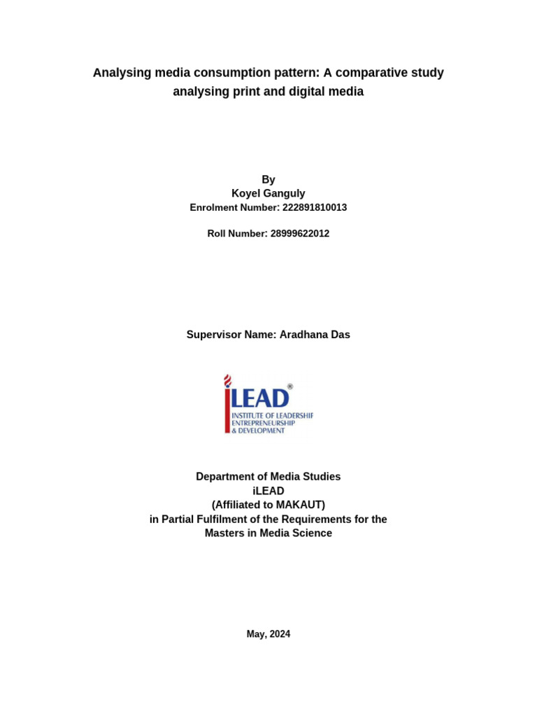 Analysing Media Consumption Pattern A Co | PDF | Survey Methodology ...
