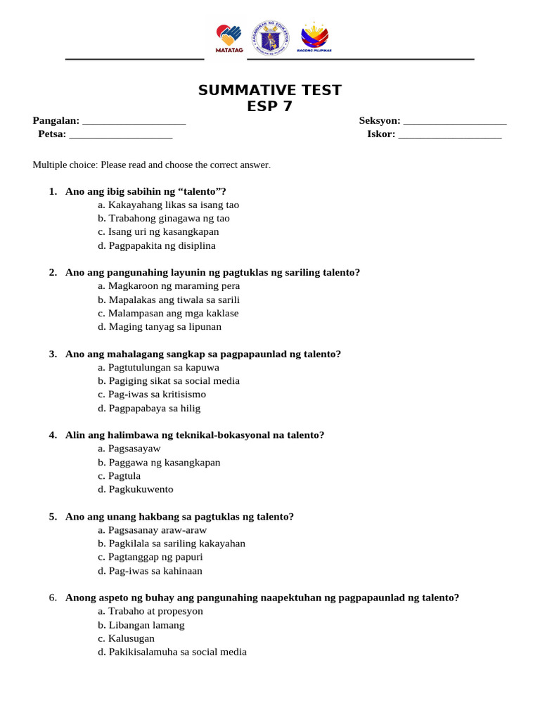 3rd Quarter - Esp 7 | PDF