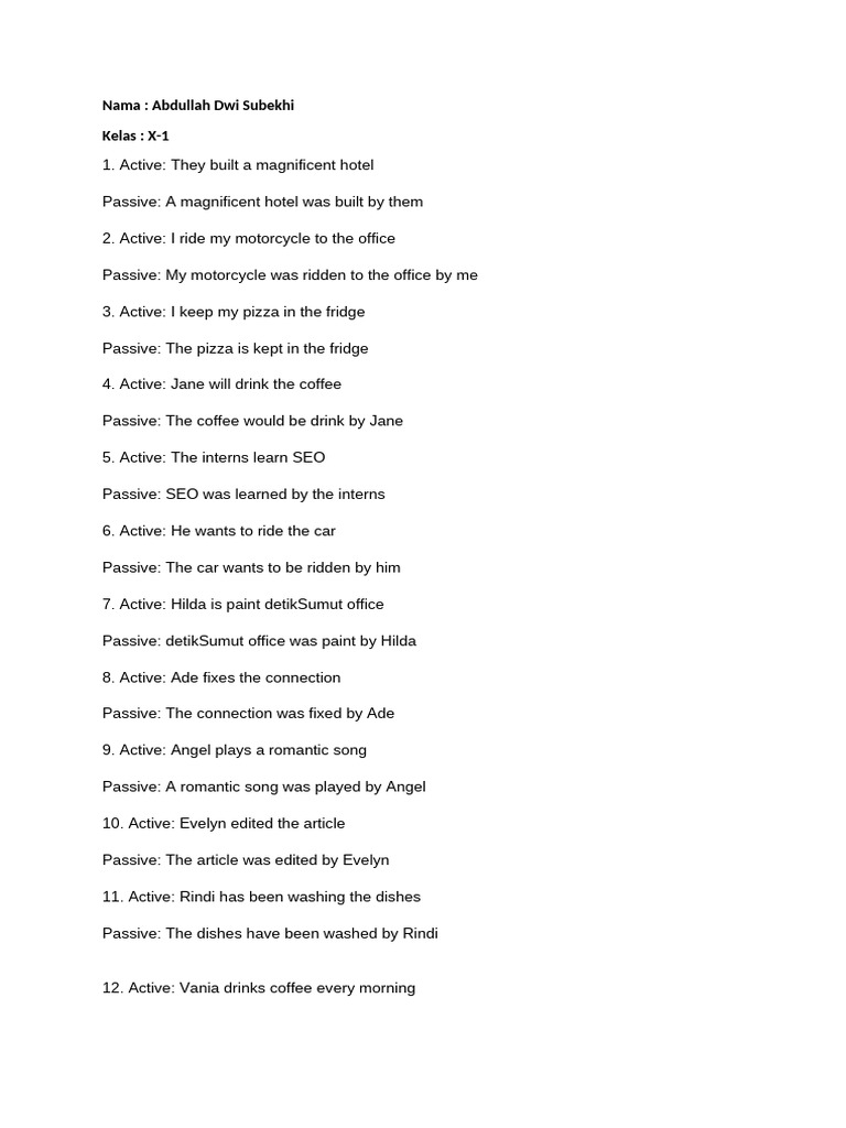 20 Passive Voice Examples | PDF