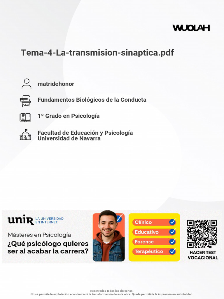 Mecanismos de la transmisión sináptica | PDF | Sinapsis | Neurona