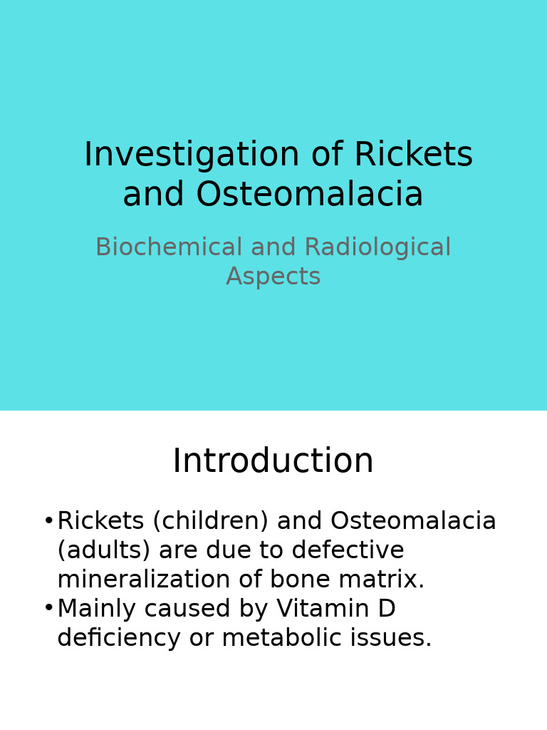 Rickets and Osteomalacia: Biochemical Insights | PDF