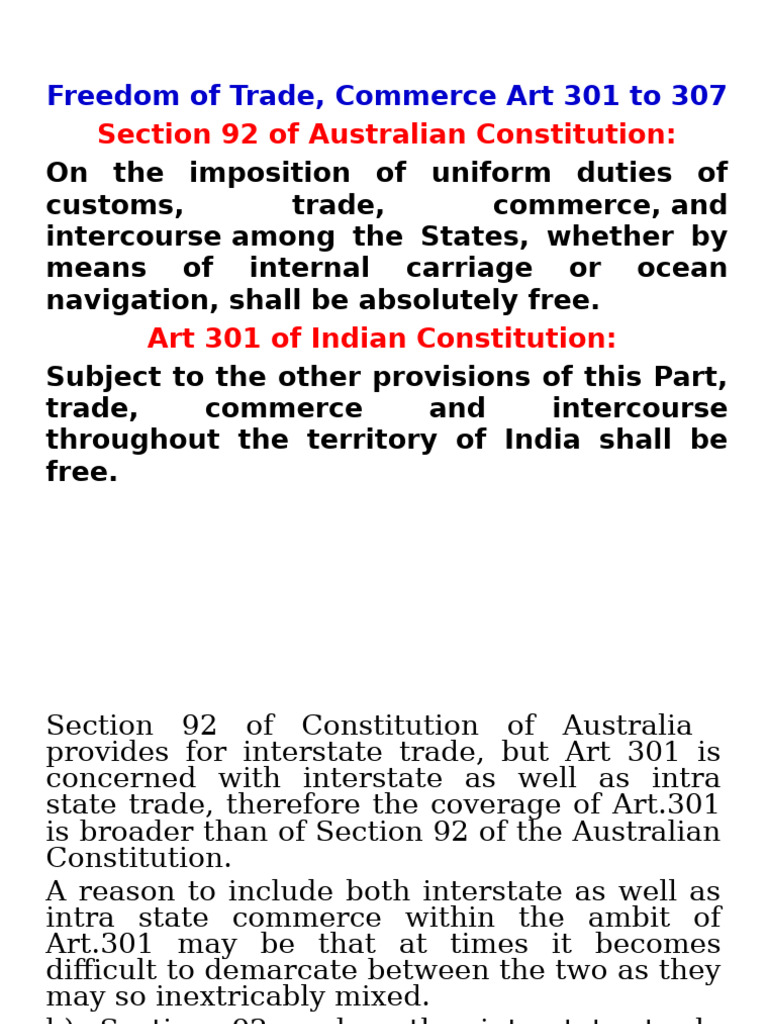 Trade Freedom in Indian Constitution | PDF | Taxes | Government
