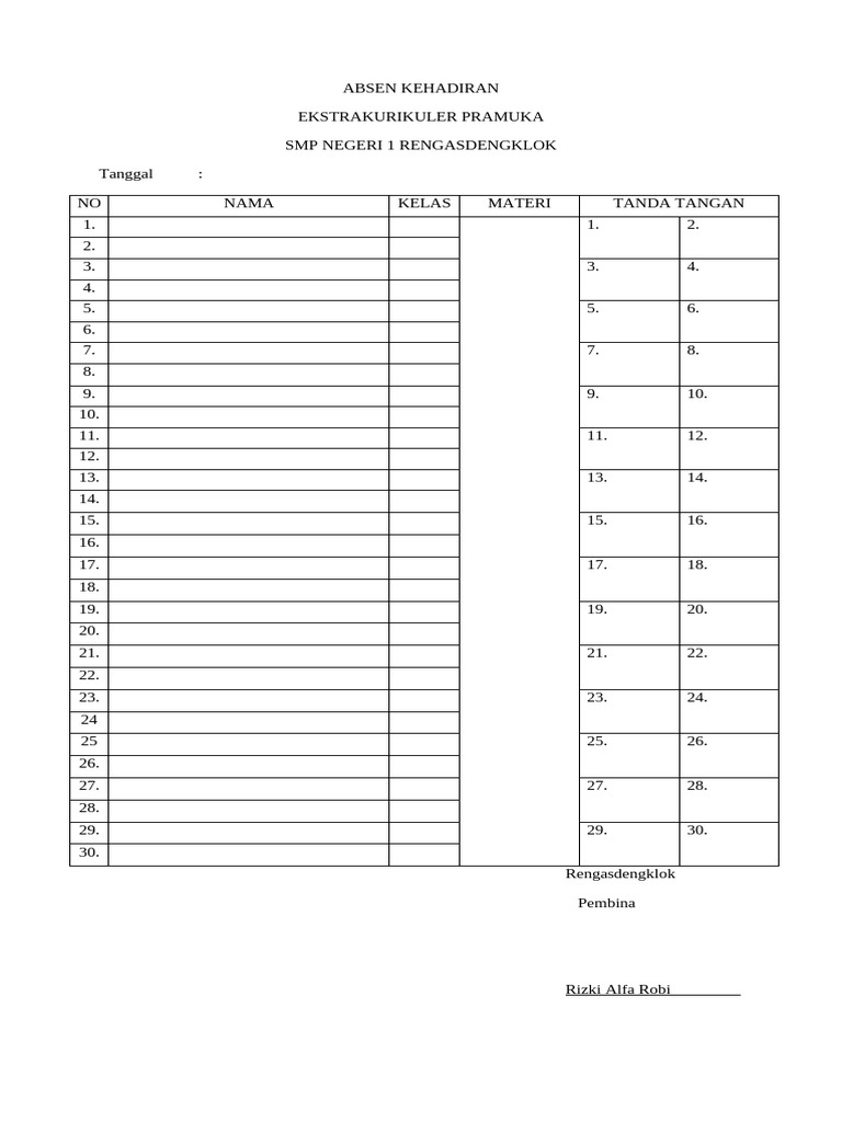 ABSEN KEHADIRAN | PDF