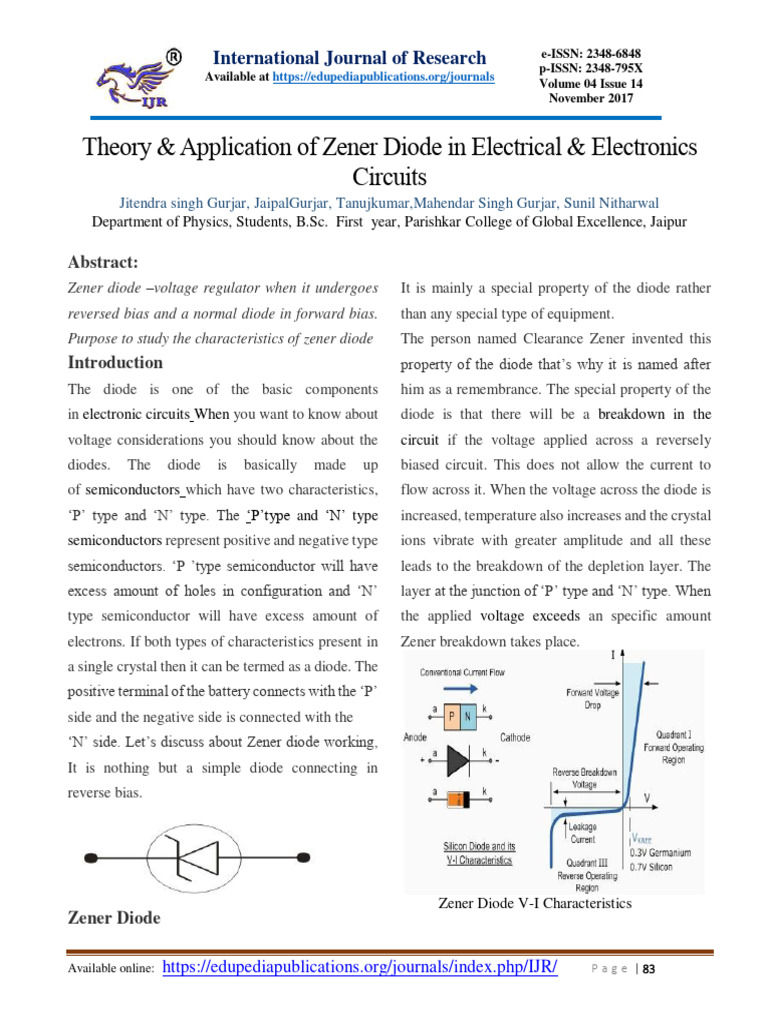 Zener Diode: Theory and Applications | PDF | Diode | P–N Junction