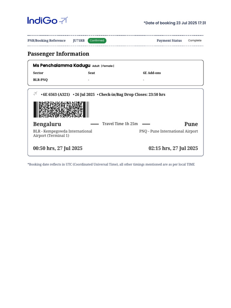 6E 6563 Flight Status Confirmation | PDF | Travel Visa | International ...