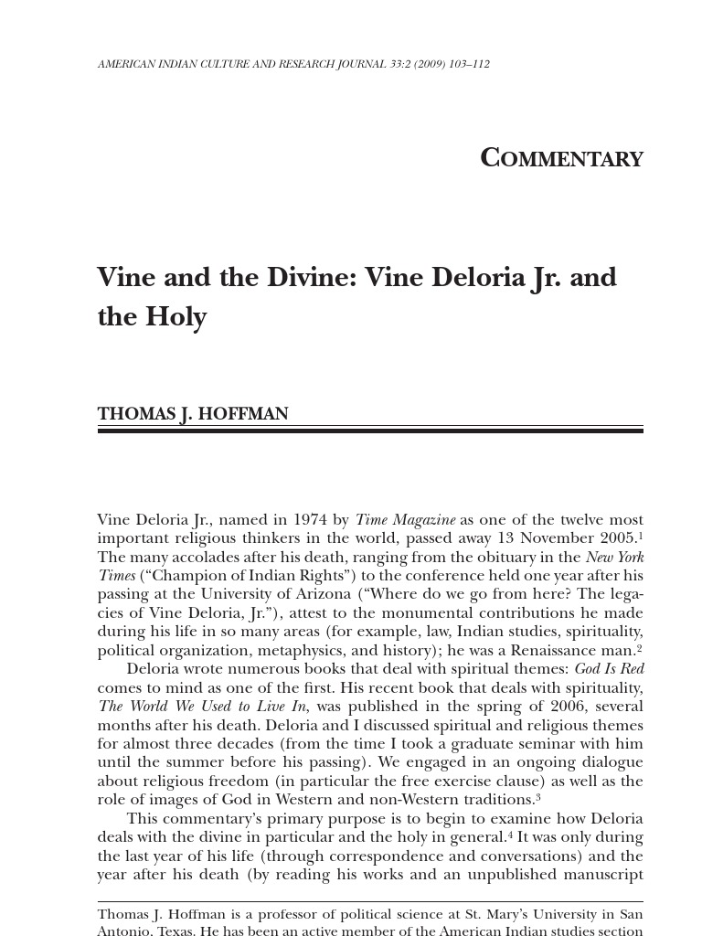 Vine Deloria Jr.: Spiritual Legacy | PDF | Sacred | Spirituality