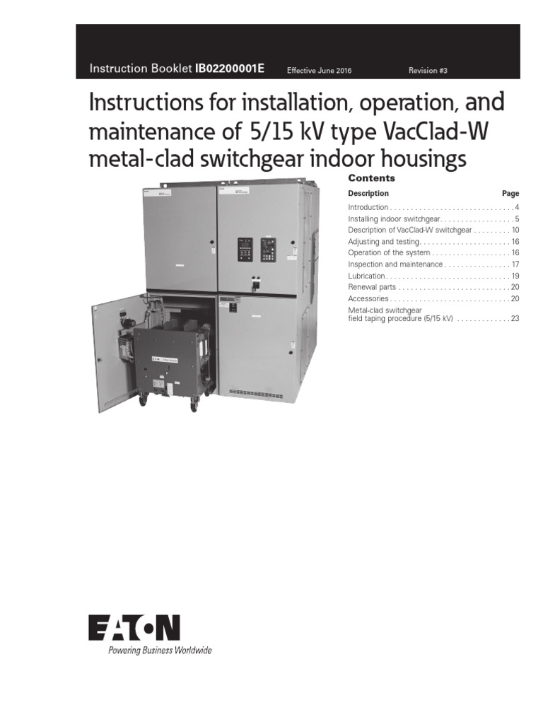 VacClad-W Switchgear Installation Guide | PDF | Electrical Connector ...