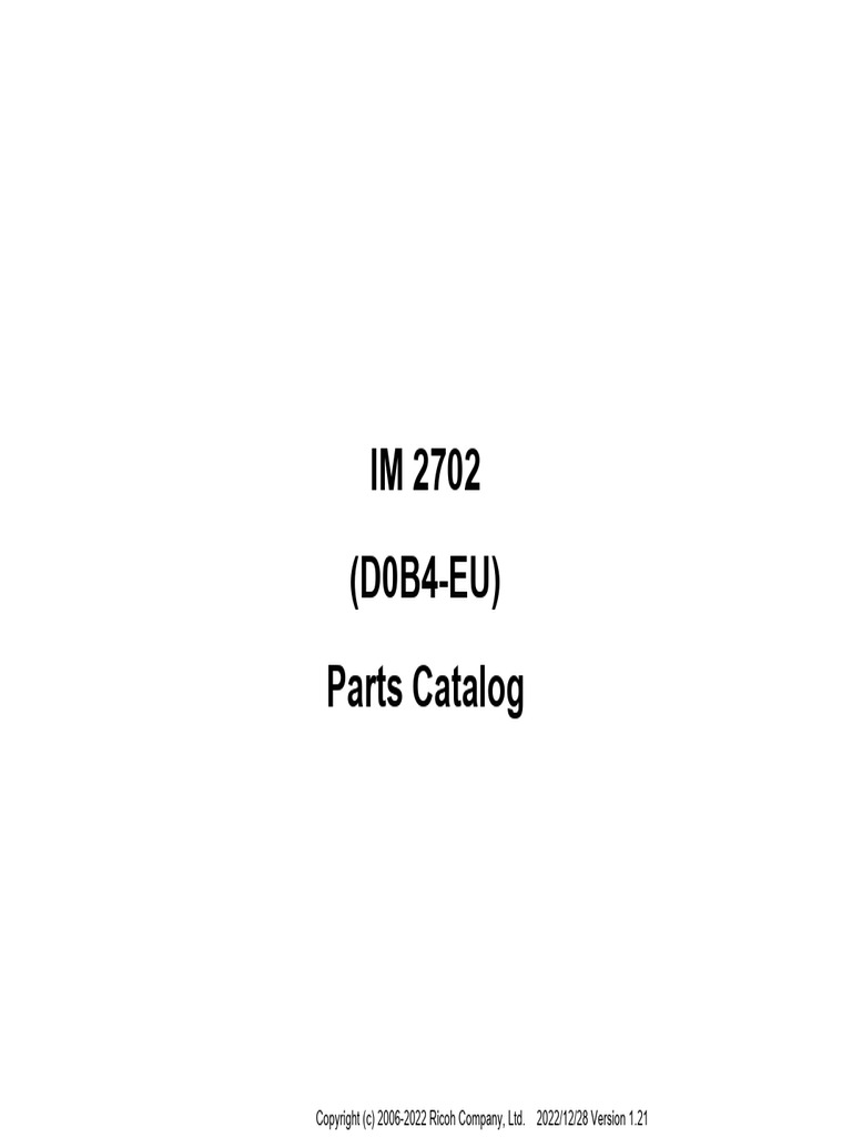 IM 2702 Parts Catalog Overview | PDF | Mechanical Engineering | Machines