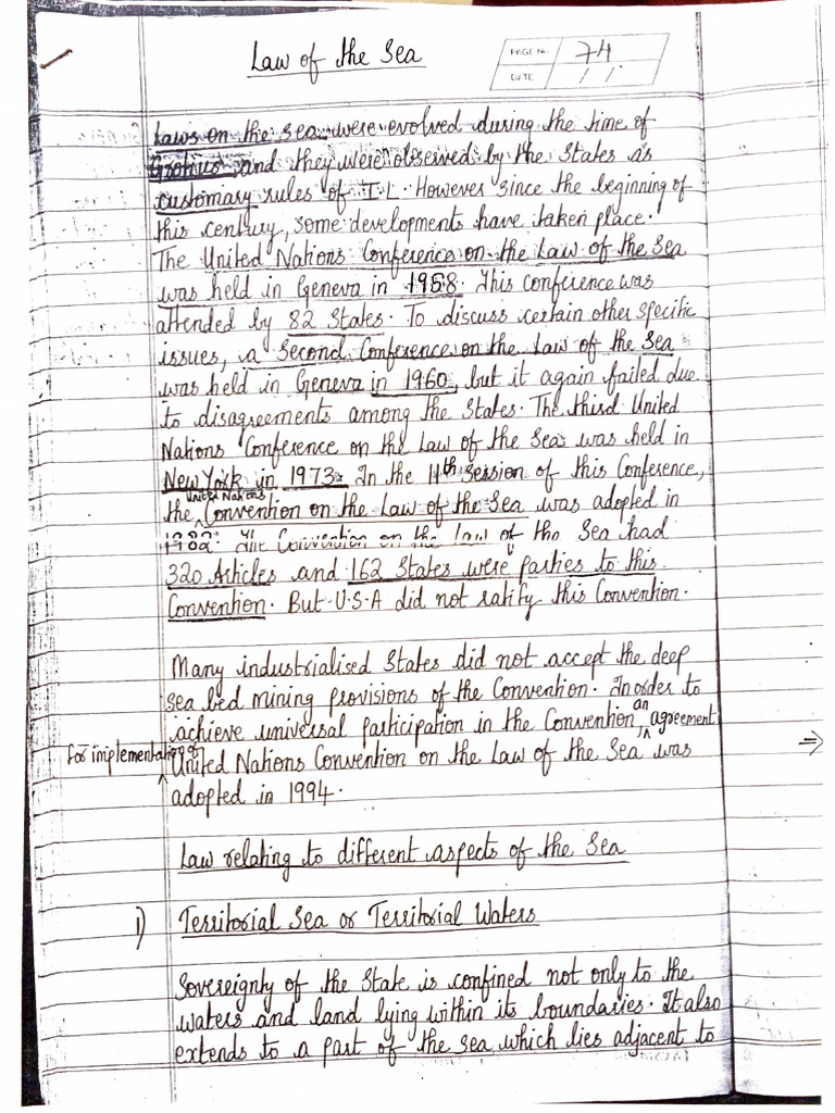 Law of Sea Notes Part 1 | PDF
