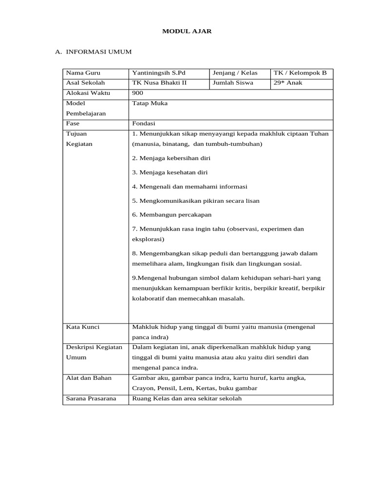 Modul Ajar, RPPH Minggu 1 | PDF