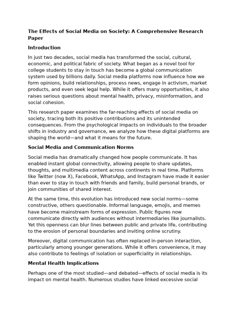 Social Media's Impact on Society Today | PDF | Social Media | Popular ...