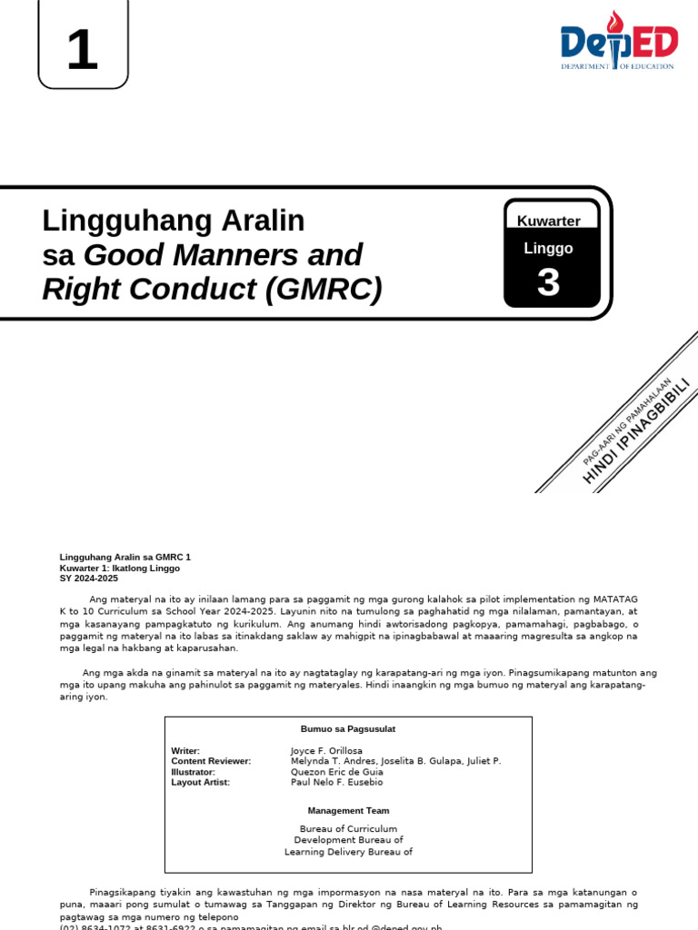 LE - GMRC 1 - Q1 - Week3 - v.3 | PDF