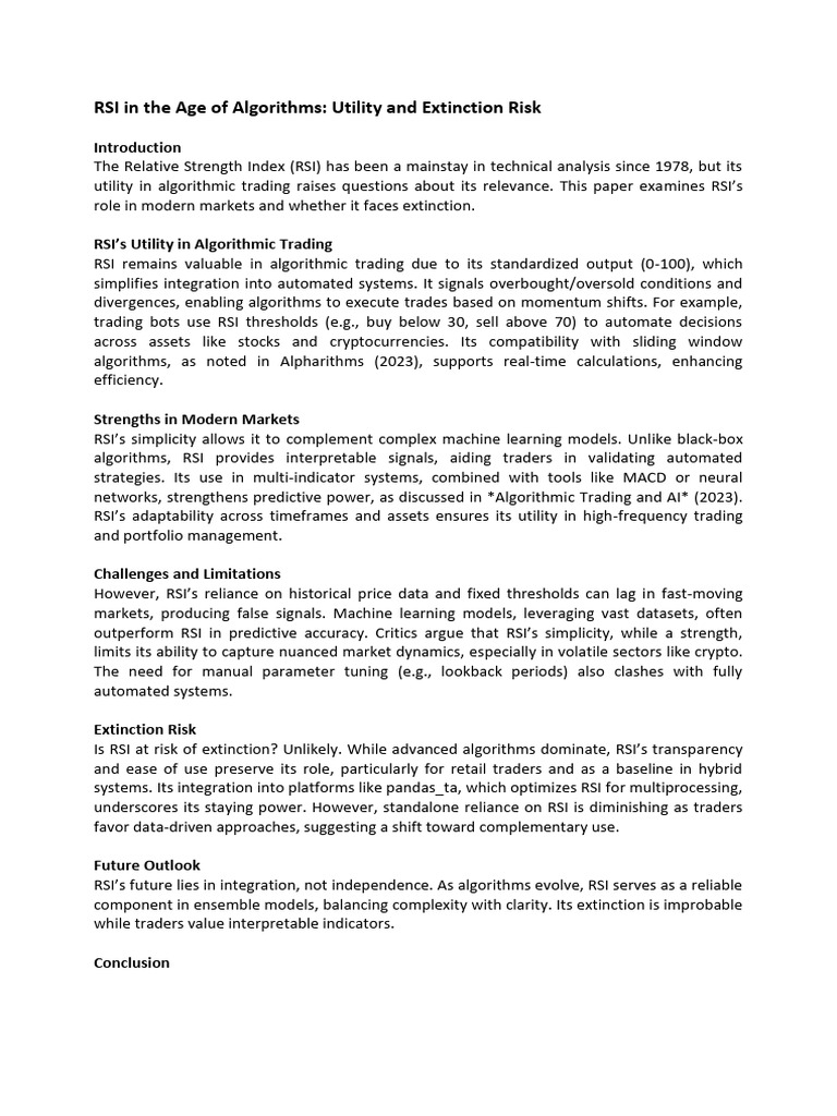 RSI's Role in Algorithmic Trading Today | PDF | Algorithmic Trading ...