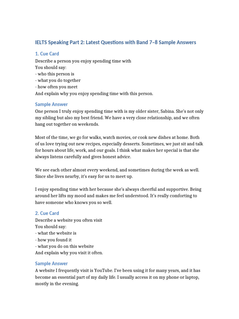 IELTS Speaking Part2 All 15 CueCards SampleAnswers | PDF | Bakery