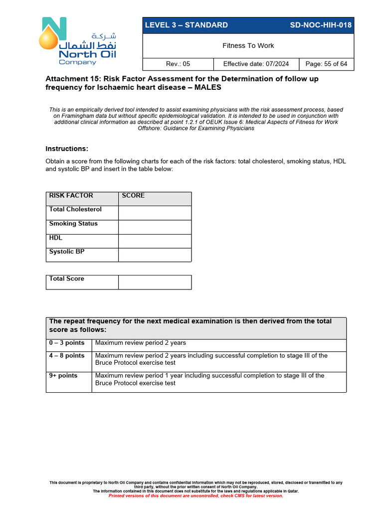 IHD Risk Factor Assessment Form - Males | PDF | High Density ...