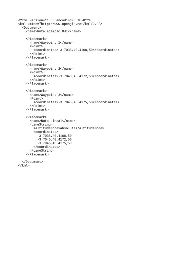 DJI Example Route KML File | PDF