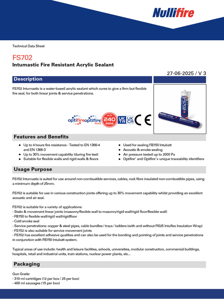NF FS702 Datasheet Intumastic Fire Resistant Acrylic Sealant en-GB v3 ...