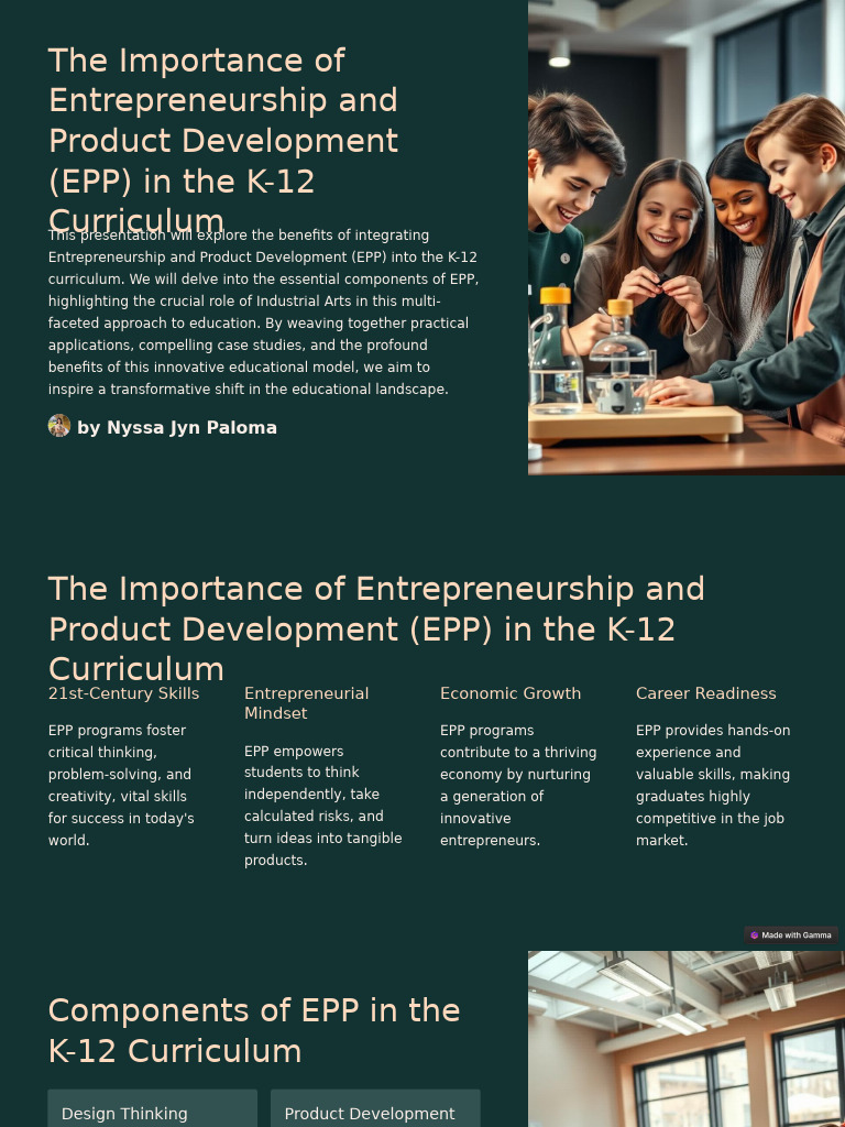 Integrating EPP and Industrial Arts in K-12 | PDF | Entrepreneurship ...