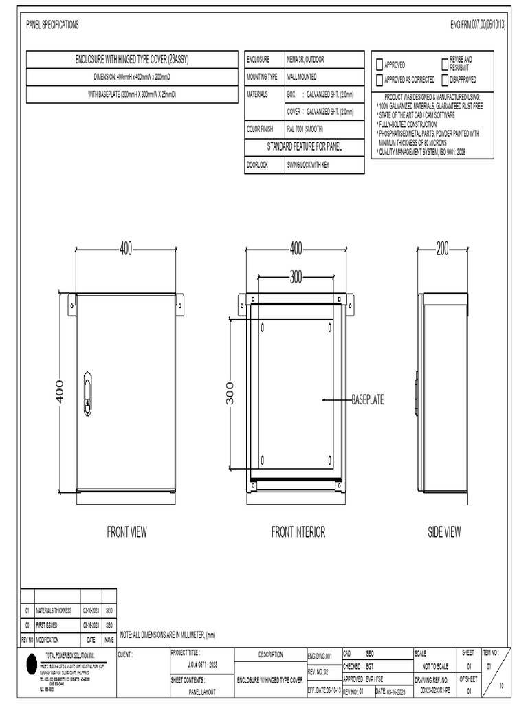 Hinged Cover Enclosure Specifications | PDF